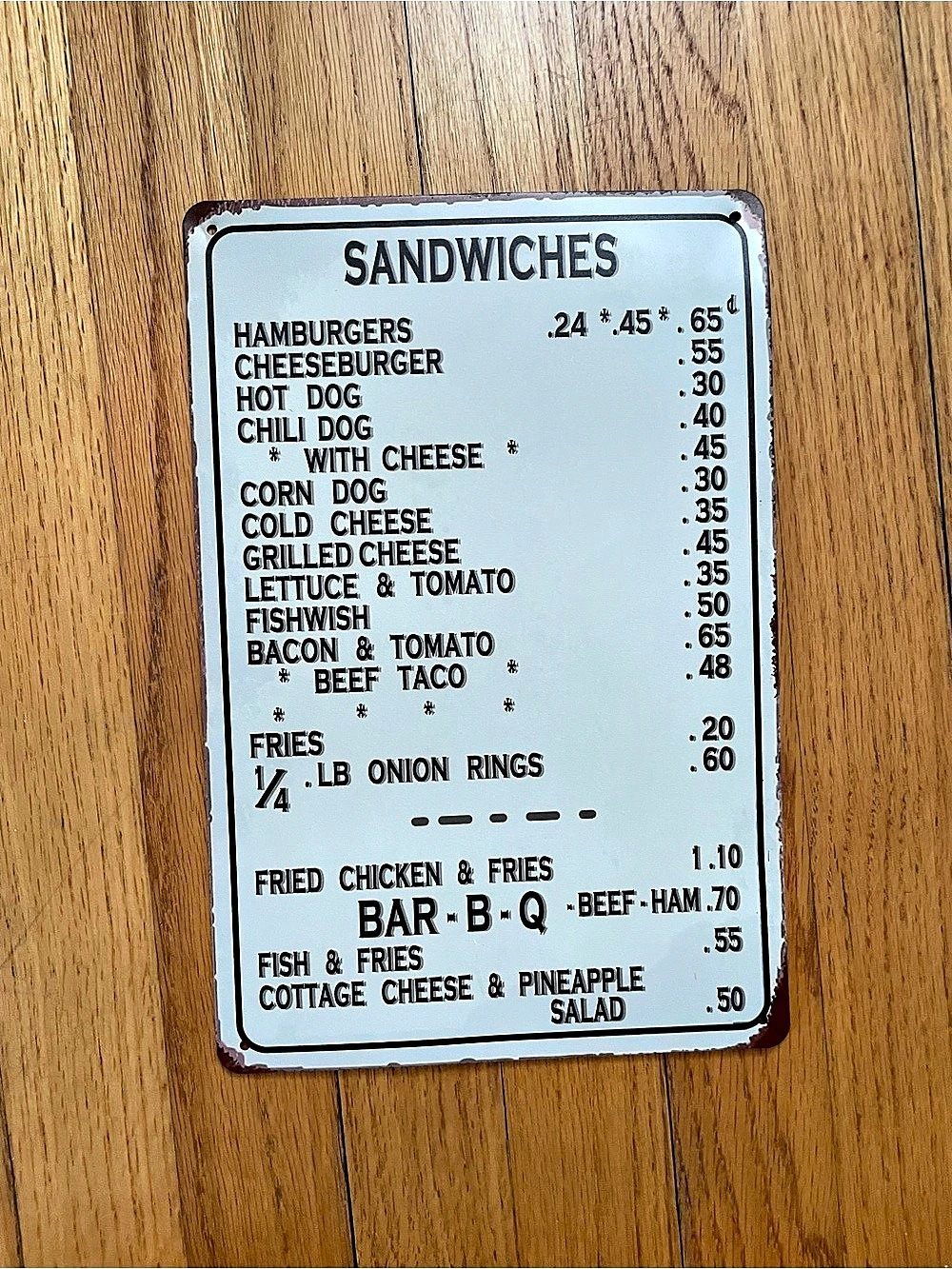 Vintage Sandwich Menu Sign Gray & Brown